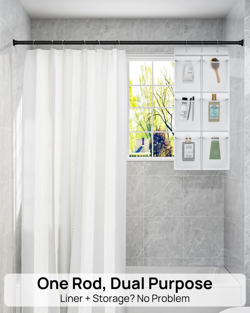 ALLZONE قضيب ستارة دش متين من ALLZONE قابل للتعديل 42-83 بوصة للحمام، نافذة، غير قابل للانزلاق، مع عمود نابض قوي لخزانة الملابس، مدخل، بدون صدأ، بدون حفر، أسود - Image 5